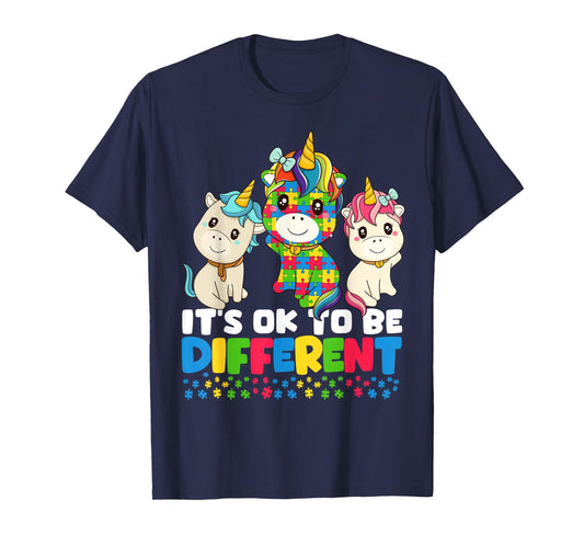 Unicorn Autism Awareness Shirt, It’s Ok To Be Different Kids T-Shirt