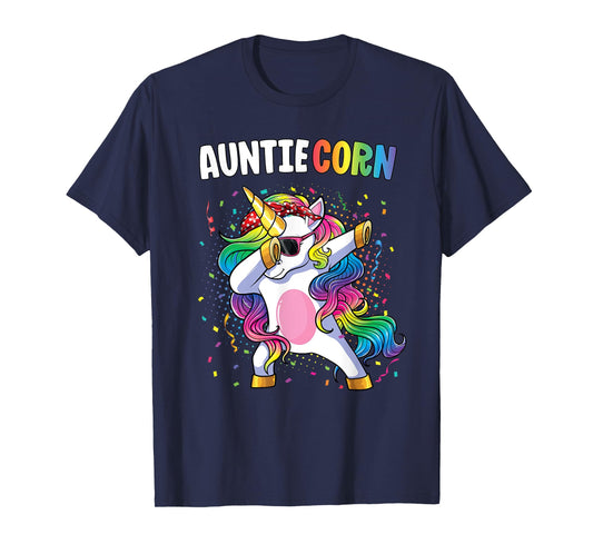 Auntiecorn Women Shirt Unicorn Birthday Dabbing Unicorn Aunt T-Shirt
