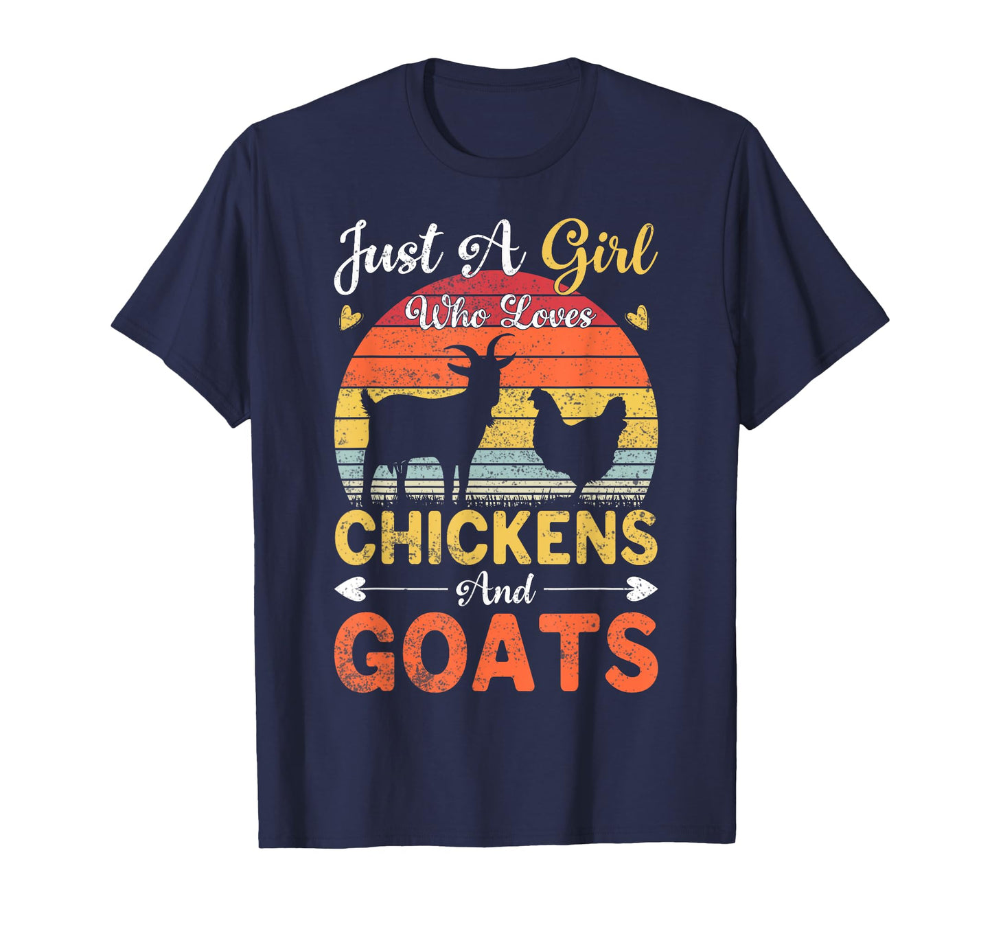Vintage Just A Girl Who Loves Chickens And Goats Farmer Gift T-Shirt