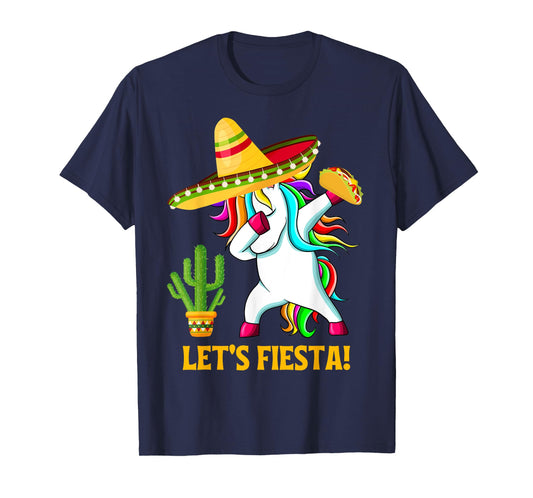 Dabbing Unicorn Funny Cinco de Mayo Kids Girls Let's Fiesta T-Shirt