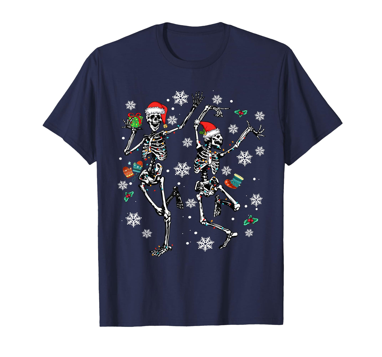 Cute Christmas Skeleton Dancing Xmas 2025 Men Women Kids T-Shirt
