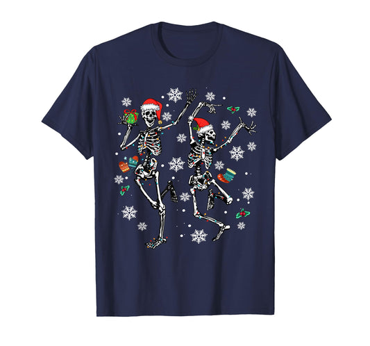 Cute Christmas Skeleton Dancing Xmas 2025 Men Women Kids T-Shirt