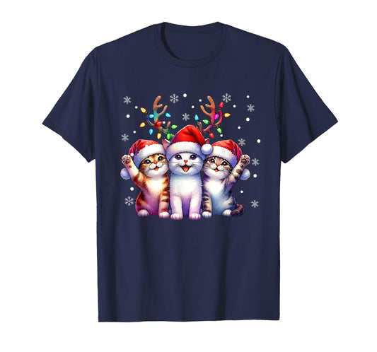 Christmas Cat Santa Reindeer Cat Lover Christmas Cats T-Shirt