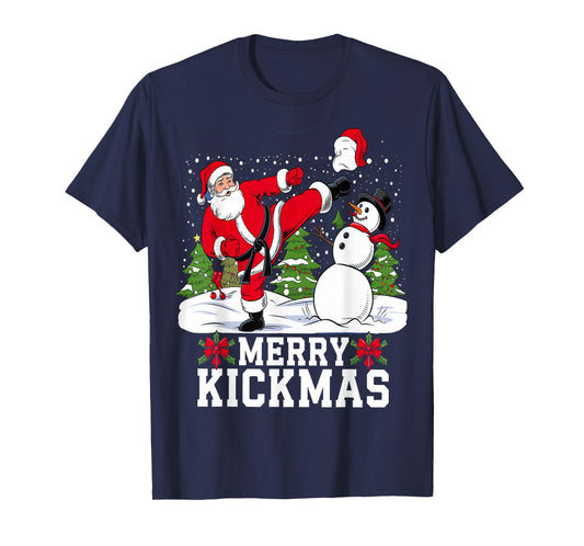 Merry Kickmas Ugly Christmas Karate Jiu Jitsu Martial T-Shirt