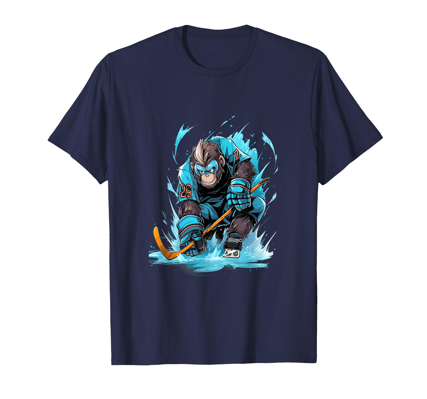 Monkey Ice Hockey Player Hockey Stick Goalkeeper T-Shirt
