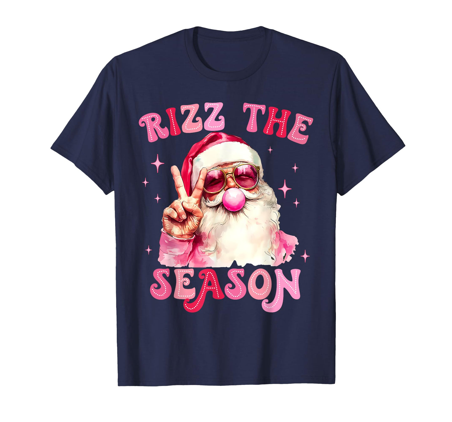Rizz The Season Santa Pink Bubble Gum Rizzmas Christmas Kids T-Shirt