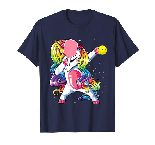 Dabbing Unicorn Playing Pickleball Player Lover Matching Kid T-Shirt