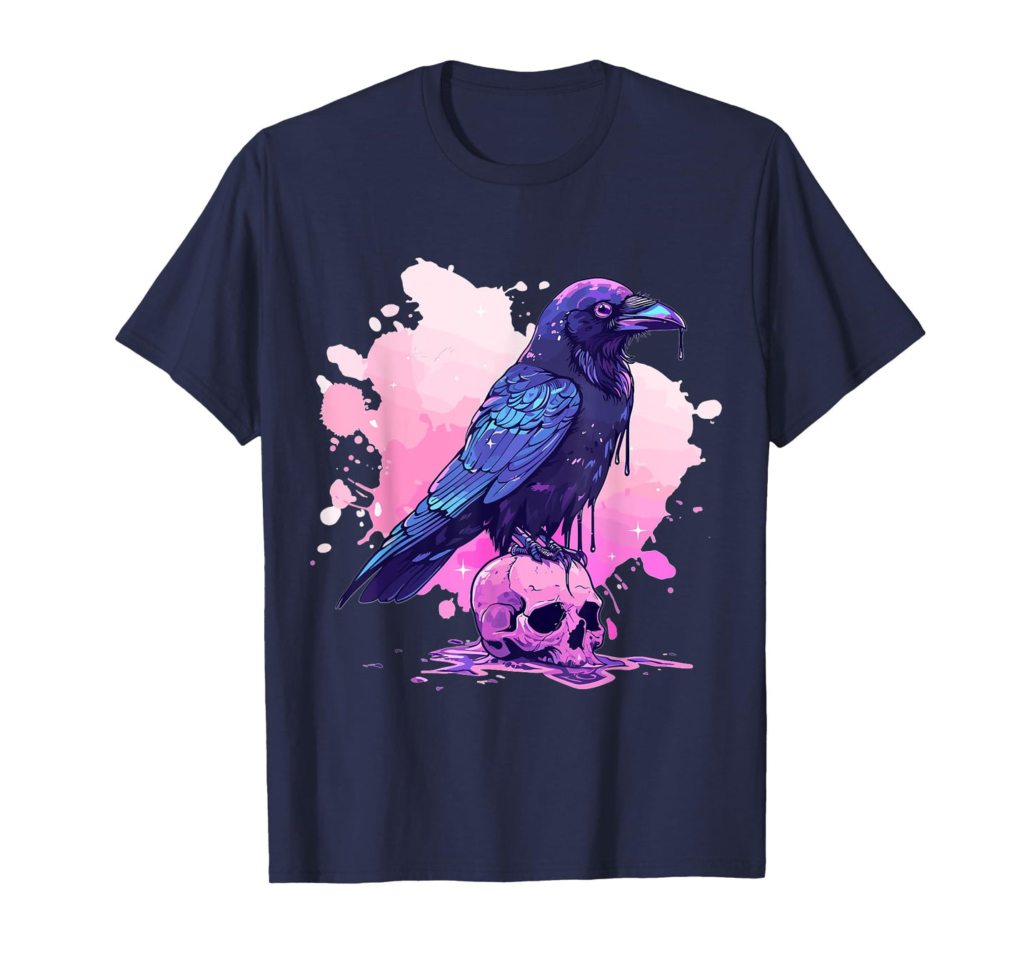 Goth Pastel Cute Creepy Kawaii Skull And Crow Vaporwave T-Shirt