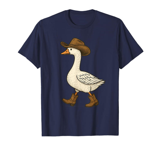Cowboy Goose Funny Western Walking Boots Hat Humor Design T-Shirt