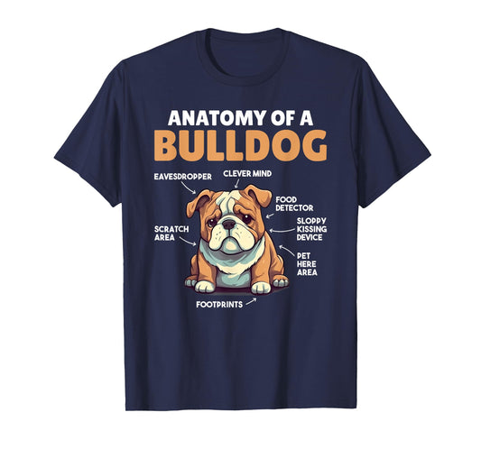 Cute Dogs Explanation Anatomy Of A Bulldog Men Women Girls Kids T-Shirt