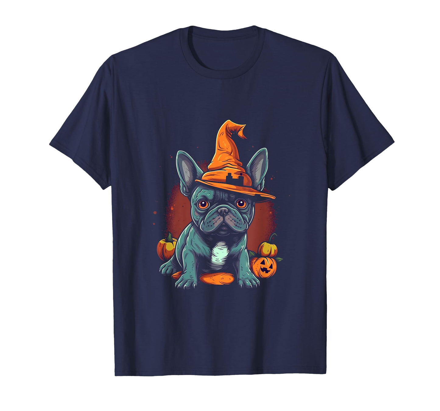 French Bulldog Witch Hat Halloween Costume Dog Lover Puppy T-Shirt for Men Women Kids