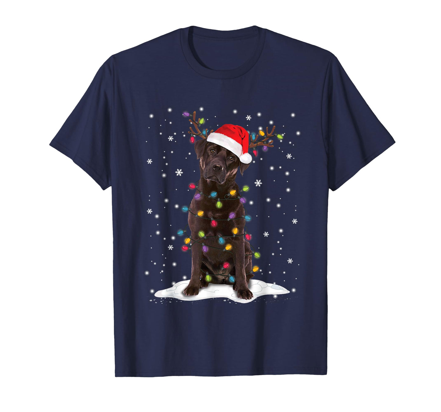 Chocolate Lab Labrador Christmas Tree Lights Pajama Dog Xmas T-Shirt
