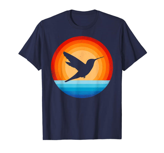 Hummingbird Retro Vintage 70s Sunset Bird Lovers Men Women T-Shirt