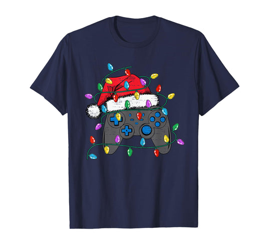 Christmas Video Game Controller Hat Santa Gamer Boy Teen Kid T-Shirt