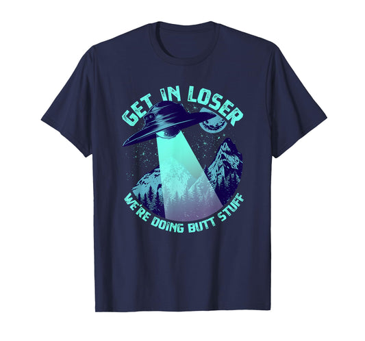 Vintage Get In Loser Alien Bigfoot Tees Alien Abduction T-Shirt - Unisex-Adults - Black - Short Sleeve - Small - Crew Neck - Classic Fit - UFO, Alien, Bigfoot, Sci-Fi & Fantasy Enthusiasts