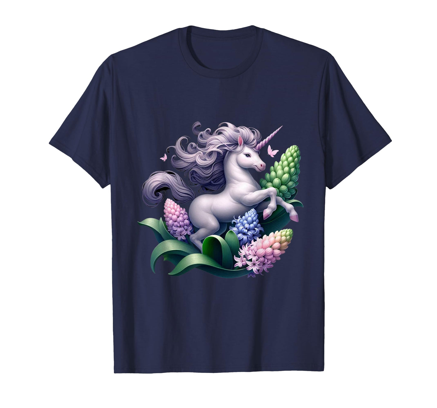 Unicorn Riding Hyacinth Boys Girls Men Women Kids Adults T-Shirt
