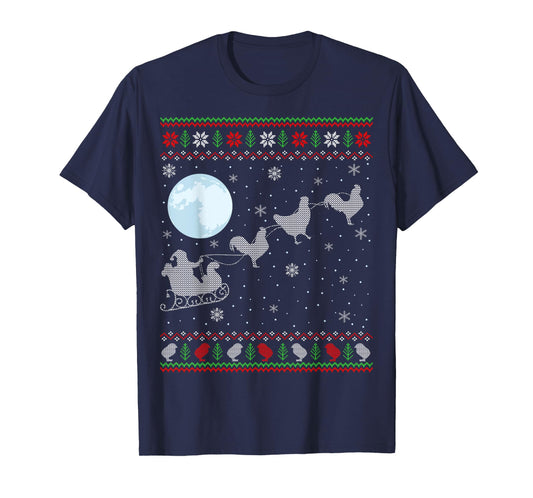 Ugly Chicken Xmas Gift Santa Riding Raindeer Chicken T-Shirt