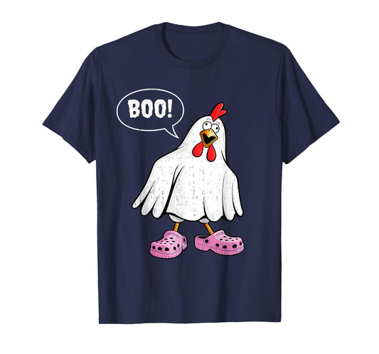 Cute Chicken Boo with Pink Shoes Funny Halloween Men Women T-Shirt