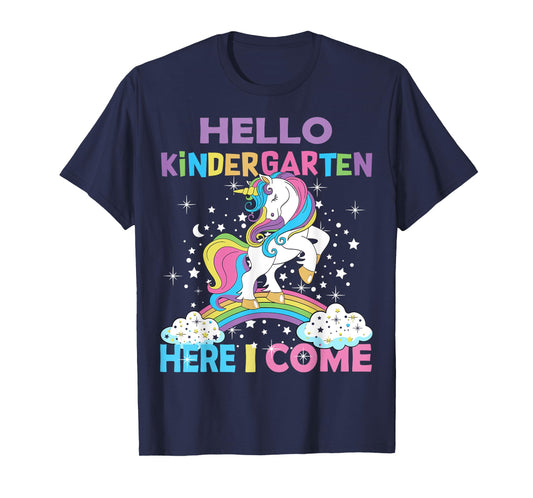 Unicorn Kindergarten Here I Come Hello Kindergarten Girls T-Shirt