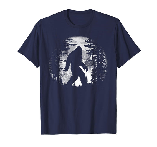 Bigfoot Night Stroll Cool Full Moon & Tree Tunnel Sasquatch T-Shirt