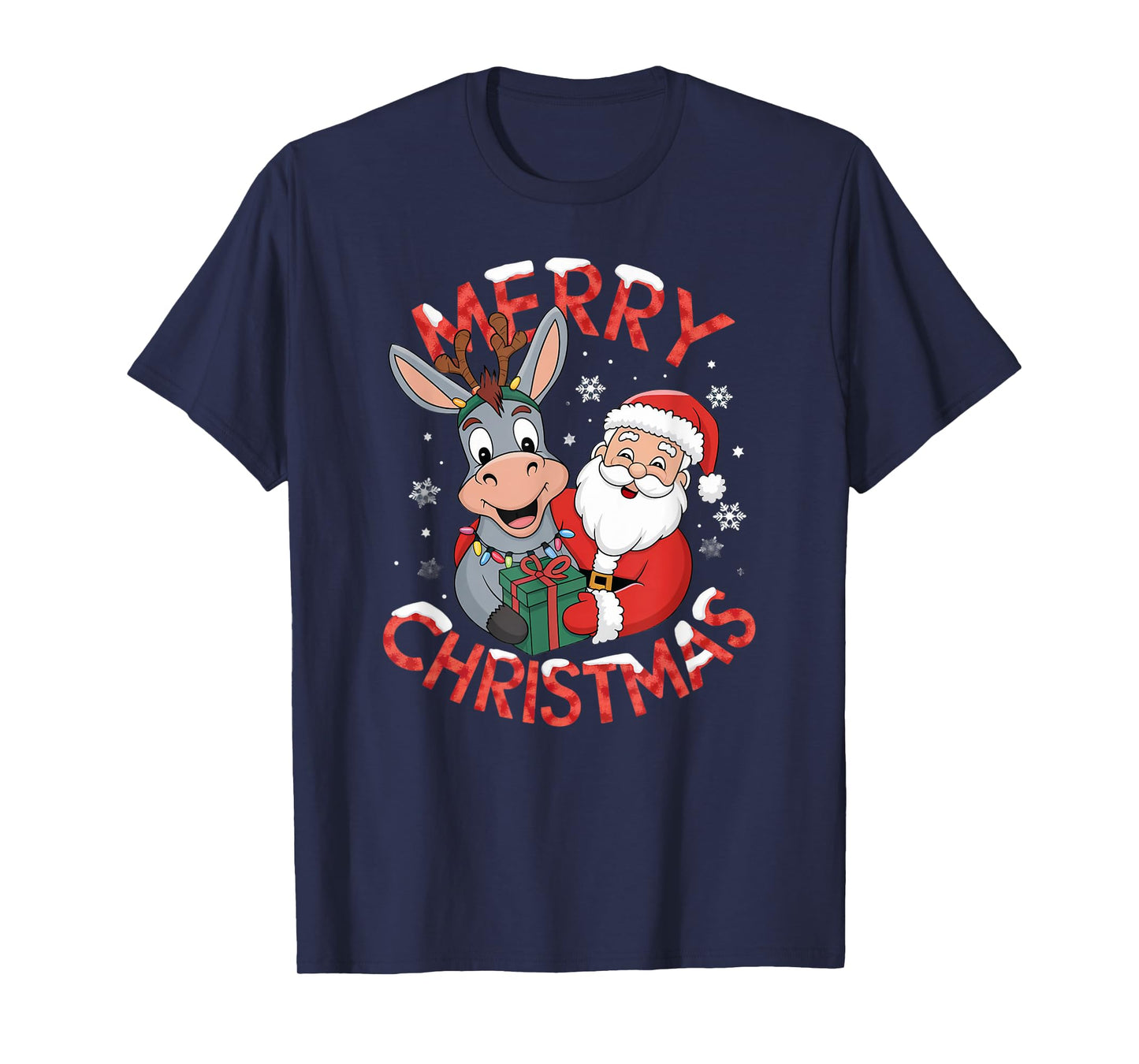 Cute Xmas Donkey Santa on Donkey Christmas T-Shirt