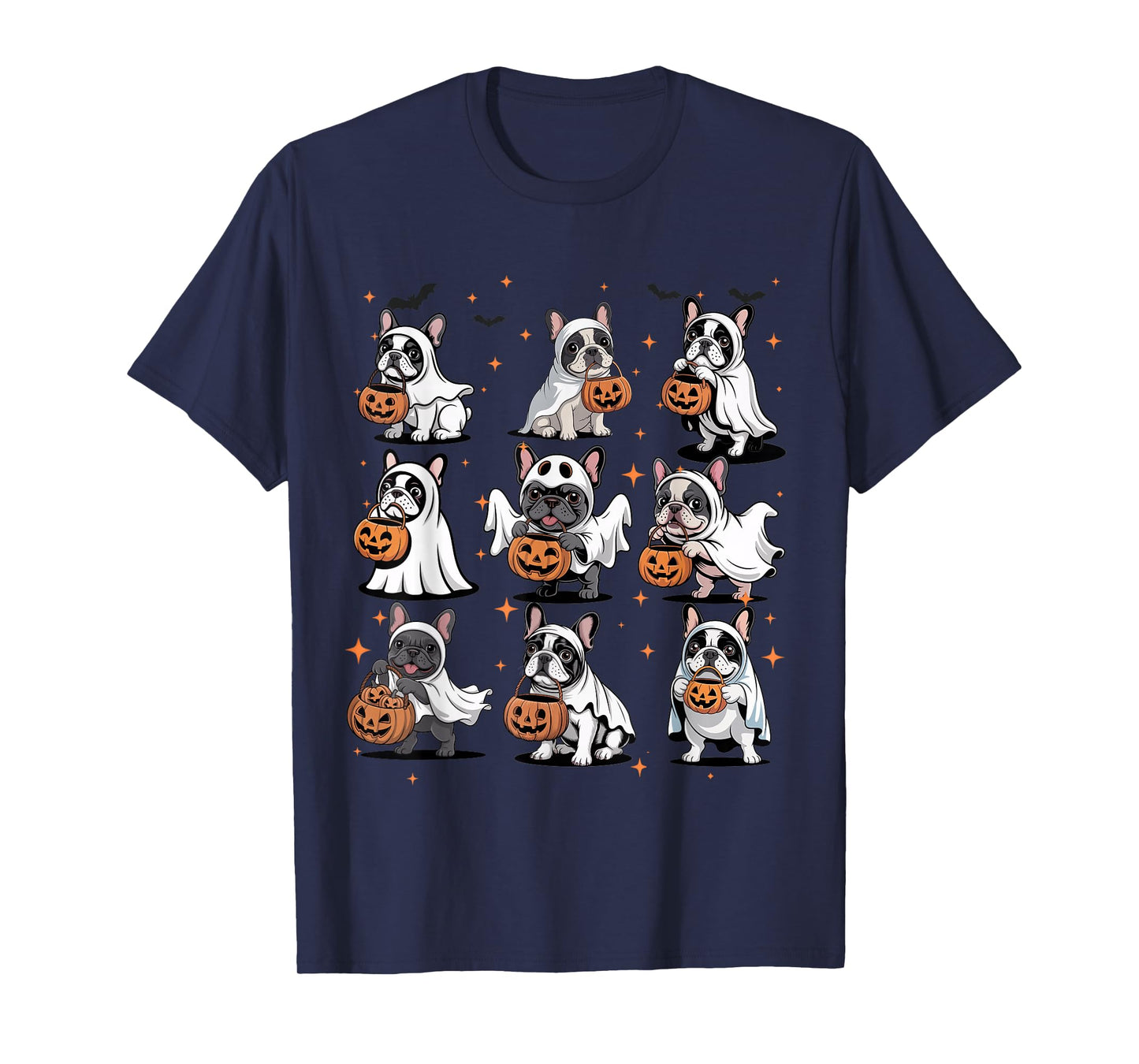Cute Fall French Bulldog Ghost Costume Dog Lover Halloween T-Shirt