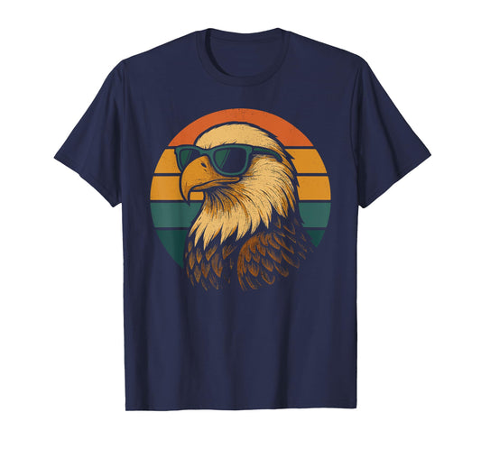 Cool Bald Eagle With Sunglasses Retro Patriotic T-Shirt
