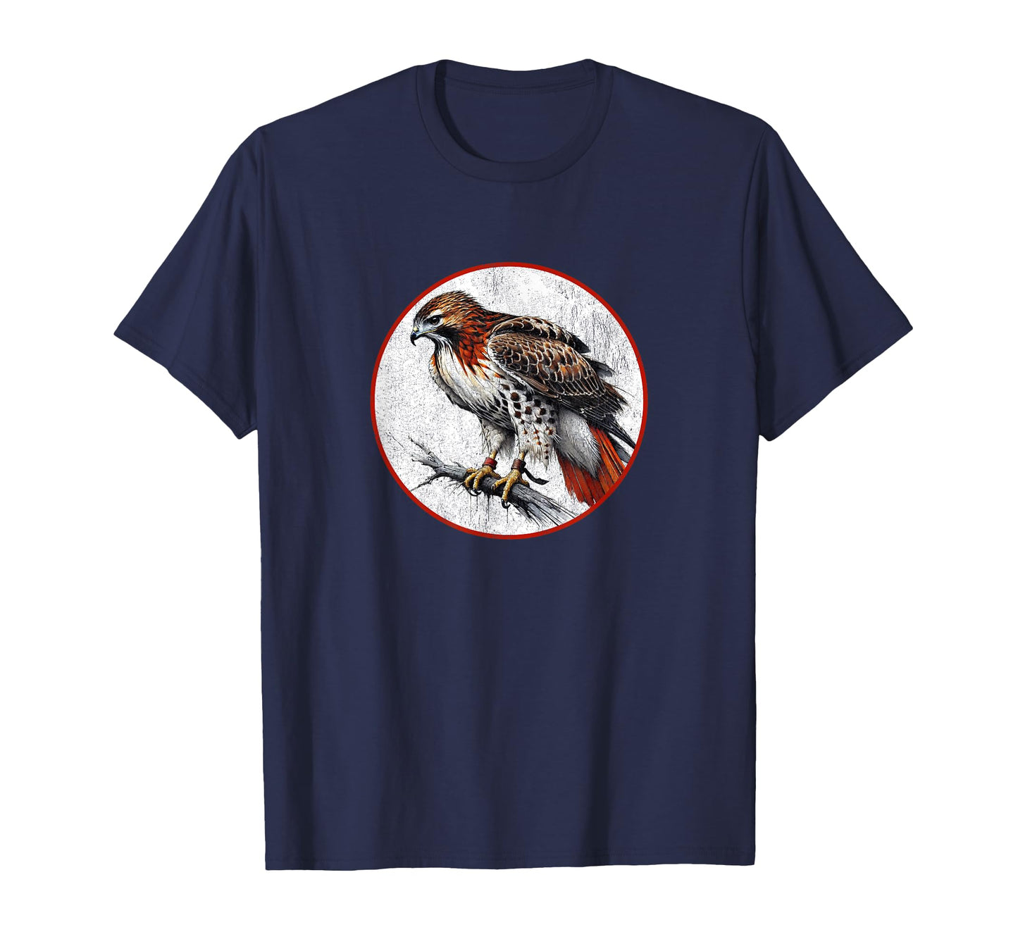 Colorful Retro Red Tailed Hawk Bird Design T-Shirt