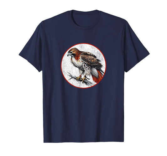 Colorful Retro Red Tailed Hawk Bird Design T-Shirt