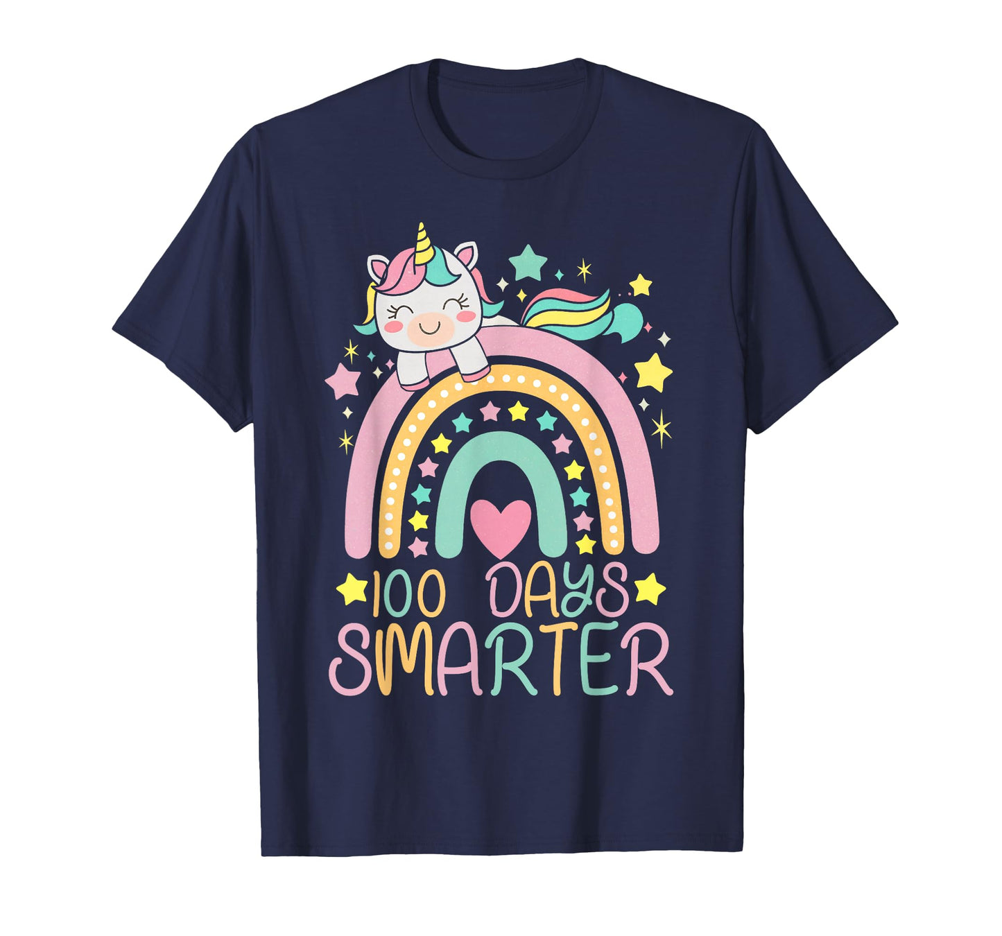 100 Days Smarter Kids Girls Unicorn 100th Day of School T-Shirt