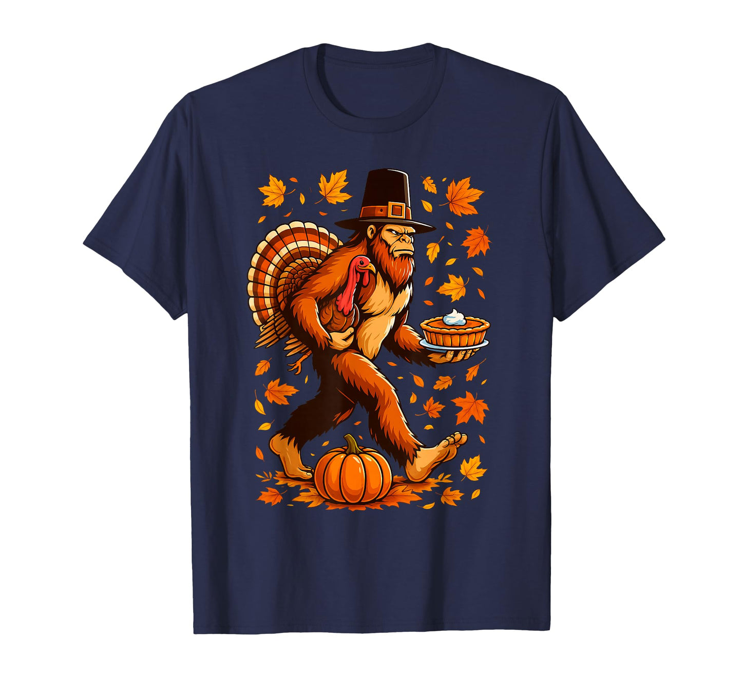 Funny Bigfoot Pumpkin Pie Thanksgiving Sasquatch Fall Men T-Shirt