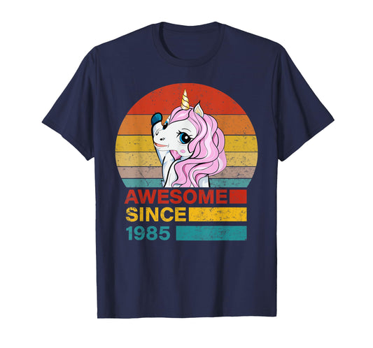 Unicorn Birthday Awesome Since 1985 36 year old birthday Gif T-Shirt