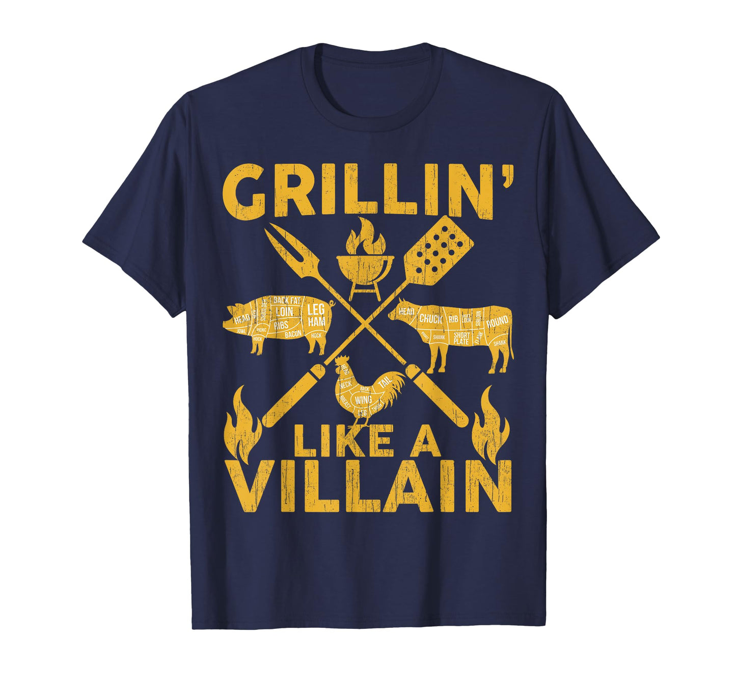 BBQ-Shirt Funny Grillin Like A Villain Barbecue Grilling Men T-Shirt