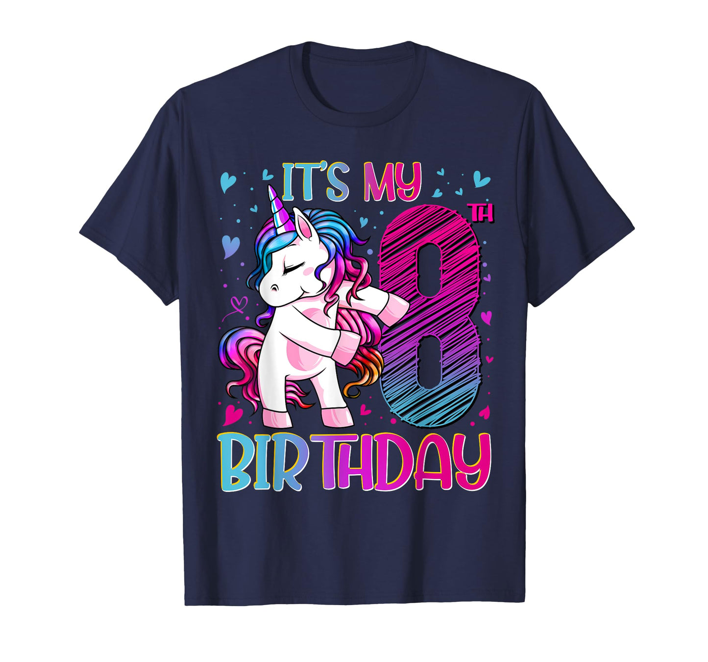 8 Year Old Gifts Unicorn Flossing 8th Birthday Girl Party T-Shirt