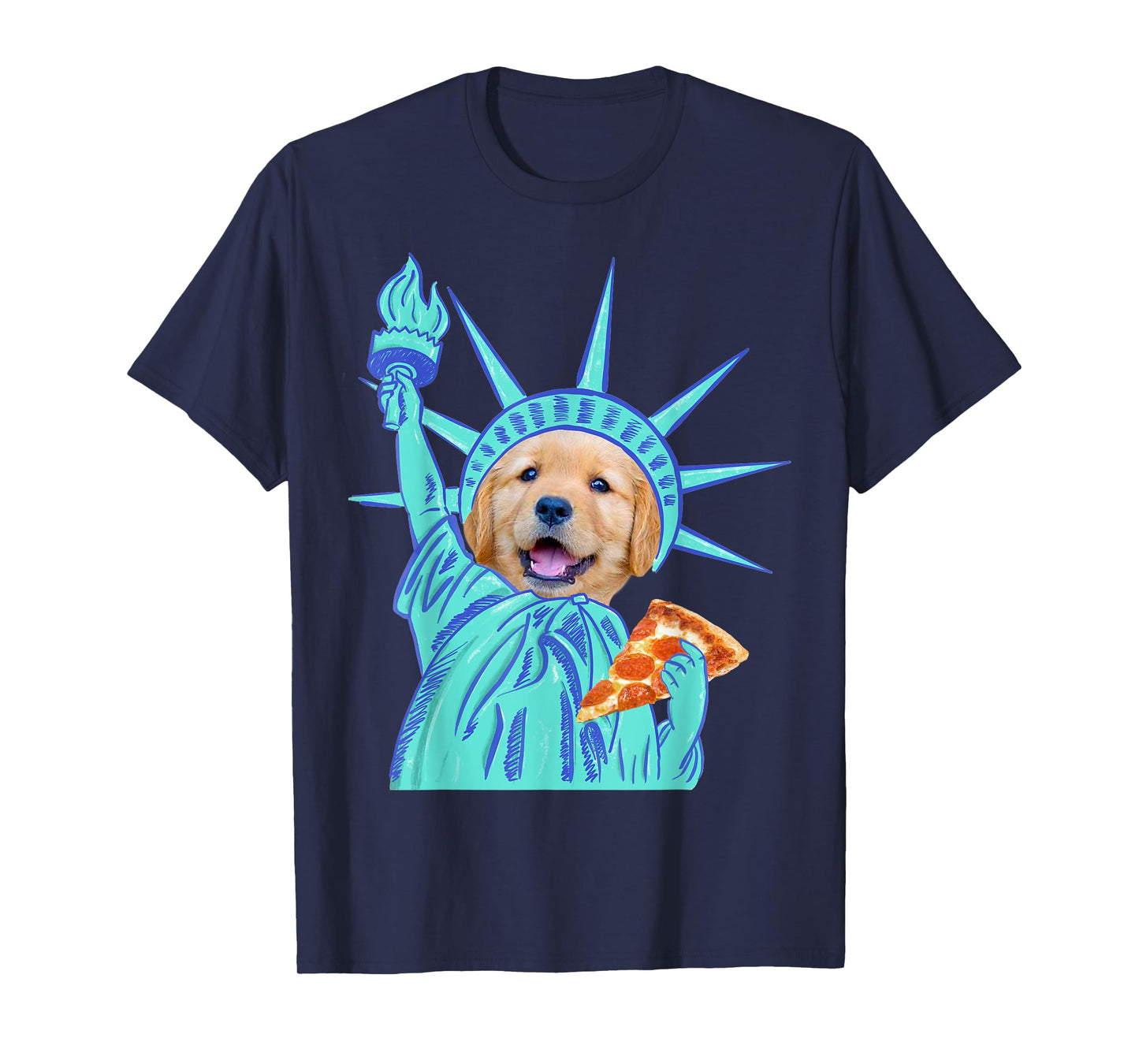 Statue Of Liberty Dog Shirt Animal Lover Pizza Slice T-Shirt for Men Women Kids