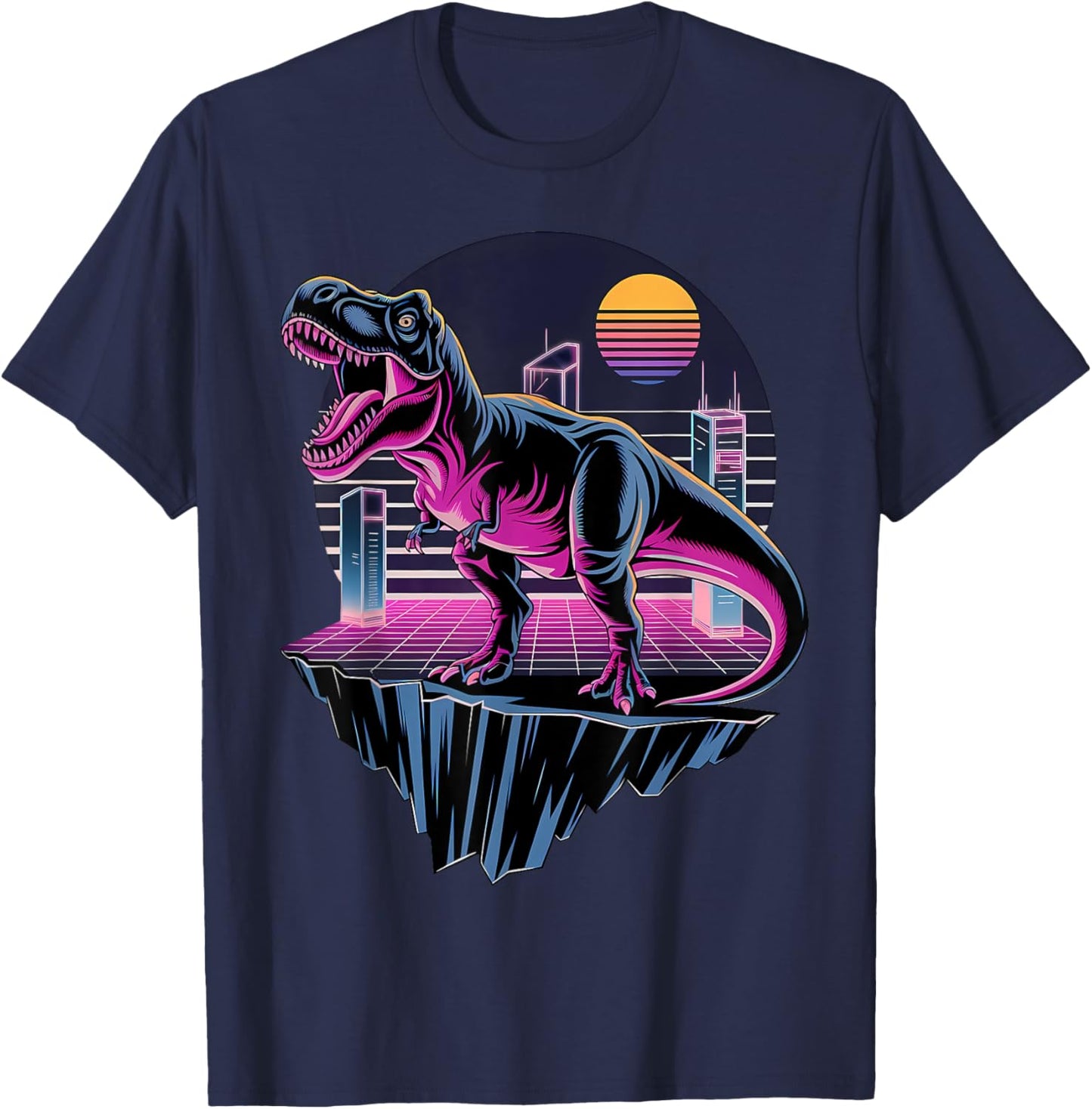 Electric Retro T-Rex Neon Dinosaur Aesthetic T-Shirt