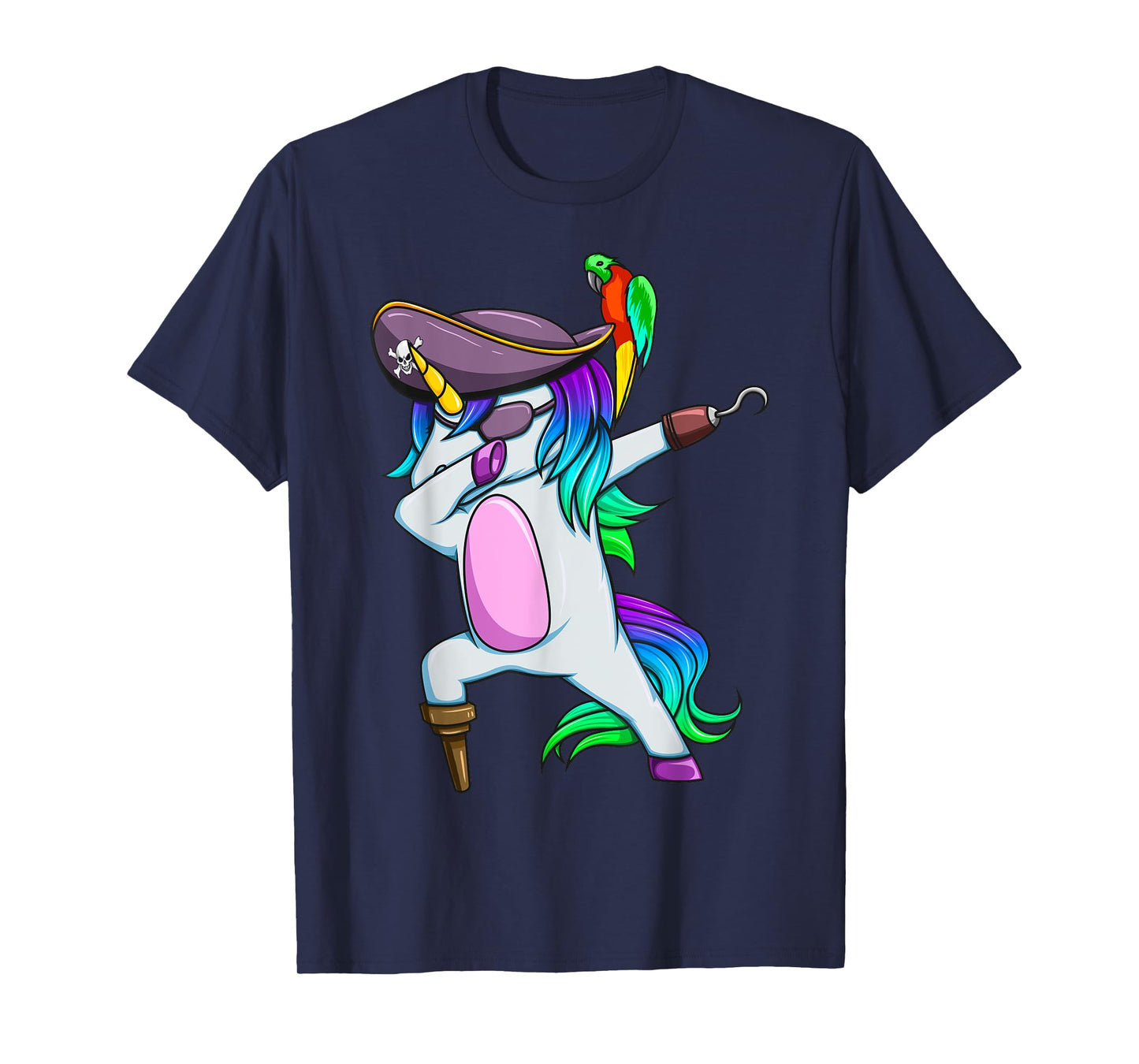 Dabbing Pirate Magical Rainbow Unicorn Funny Halloween T-Shirt
