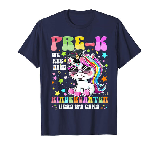 Pre-K Graduation 2025 Cute Unicorn Kindergarten Here I Come T-Shirt
