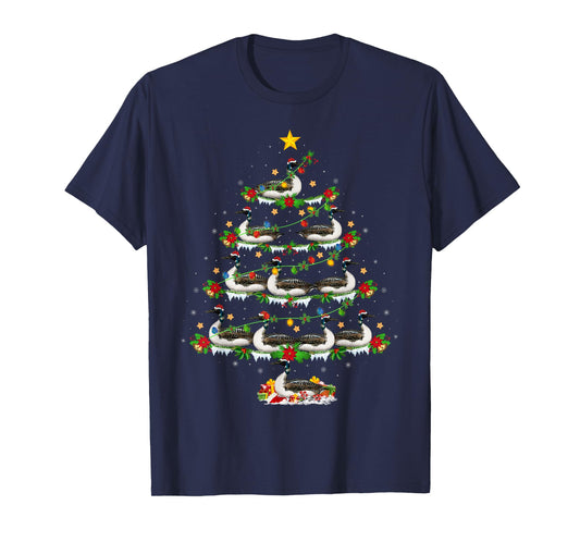 Loon Bird Lover Xmas Lights Loon Christmas Tree T-Shirt