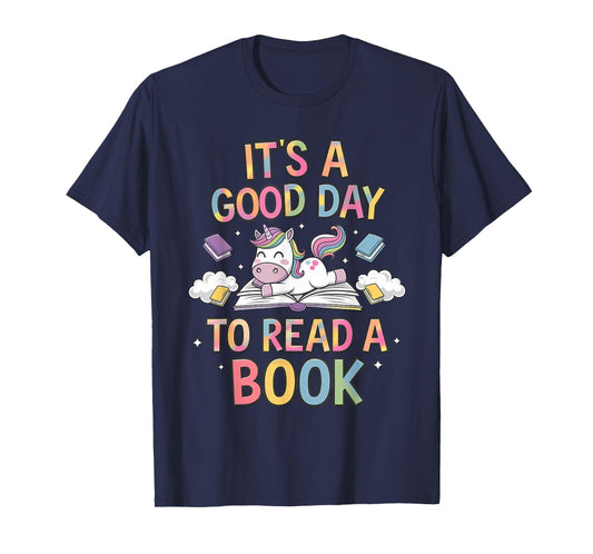 Unicorn It's A Good Day To Read A Book Books Lovers Kids T-Shirt