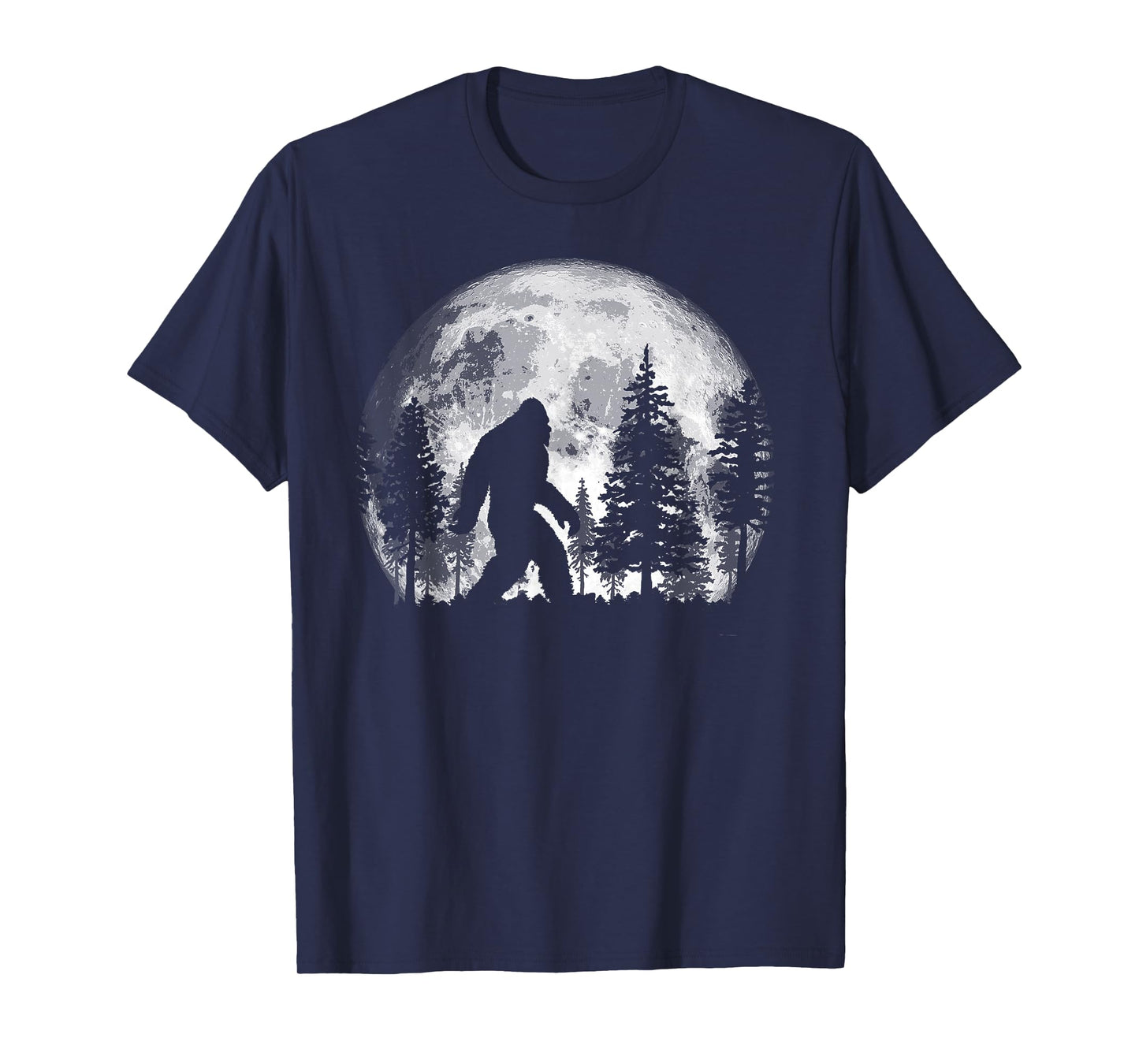 Bigfoot in the Forest Hiding at Night Full Moon Trees Nature T-Shirt