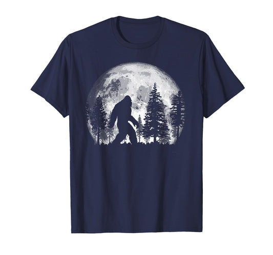 Bigfoot in the Forest Hiding at Night Full Moon Trees Nature T-Shirt