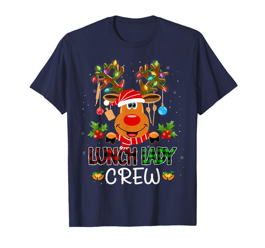 Lunch Lady Crew Reindeer Cafeteria Lady Xmas Holiday Women T-Shirt