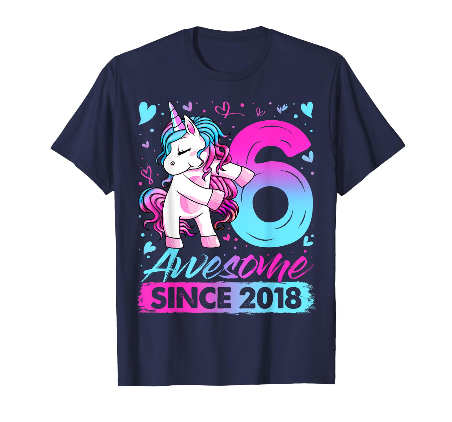 6 Years Old Flossing Unicorn Gifts 6th Birthday Girl Party T-Shirt