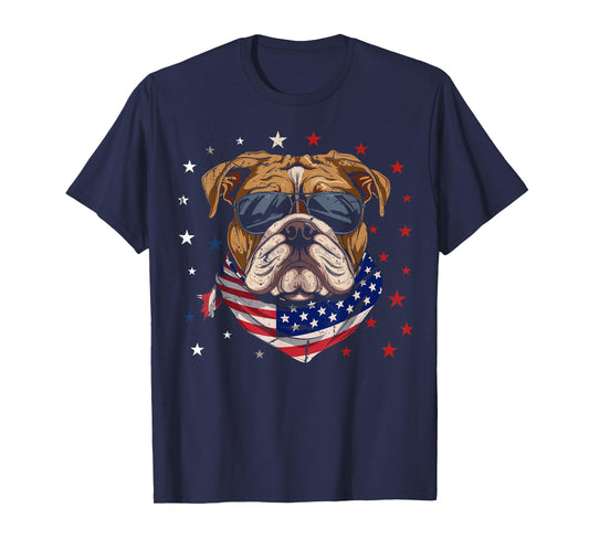 Patriotic American Bulldog USA Flag Dog 4th Of July Women Kids Men T-Shirt