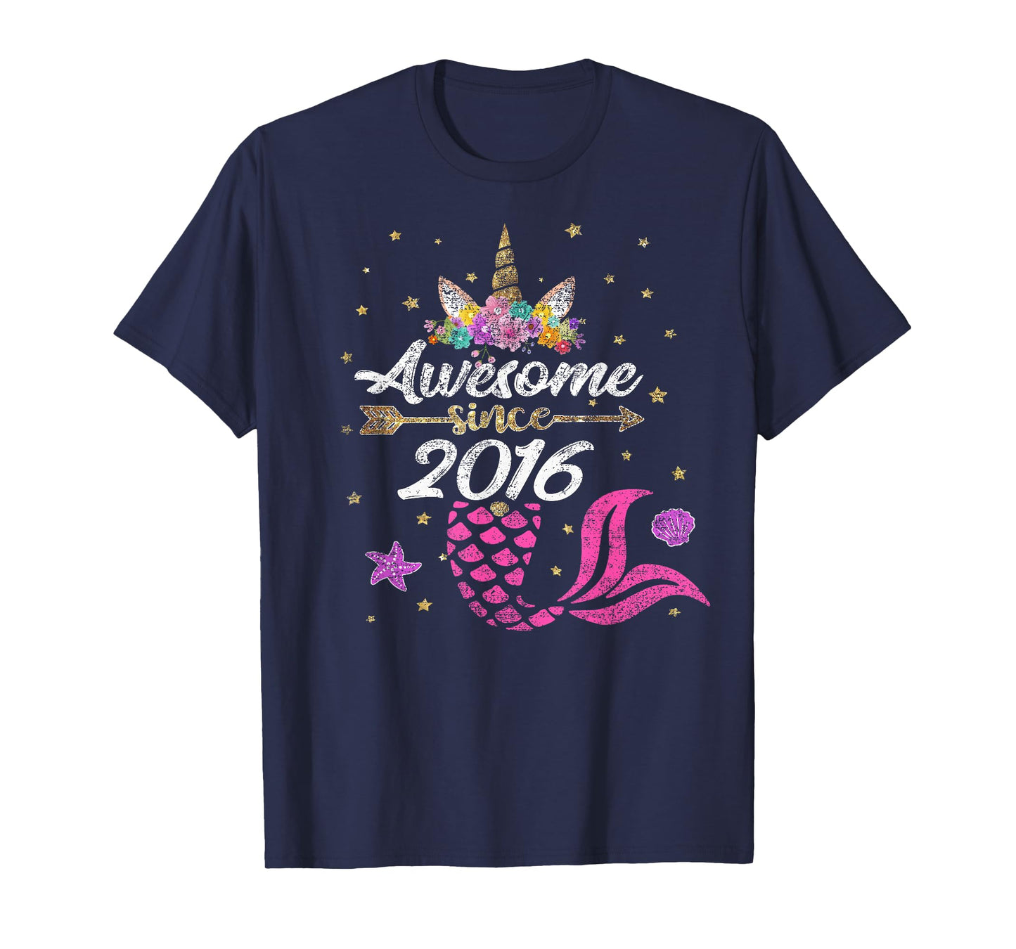 Unicorn Shirt Mermaid Birthday - Awesome Since 2016 Tee Gift T-Shirt