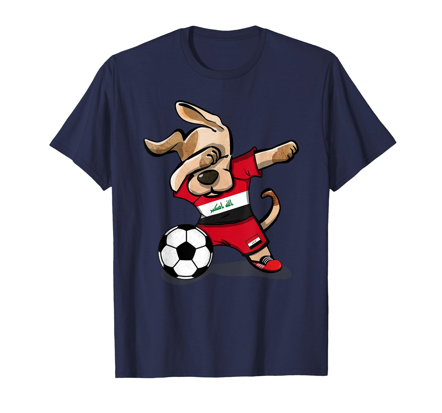 Dabbing Dog Iraq Soccer Fans Jersey Iraqi Football Lovers Men Women Girls Kids T-Shirt
