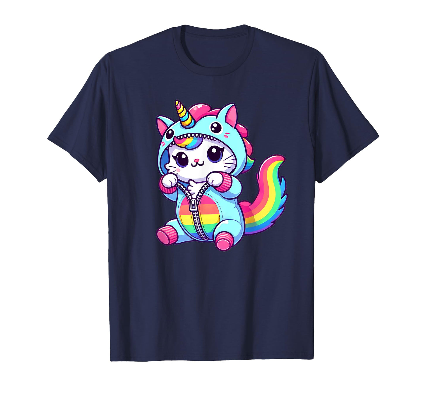 Cat Dressed as Unicorn Funny Cat Lover Women Girls T-Shirt