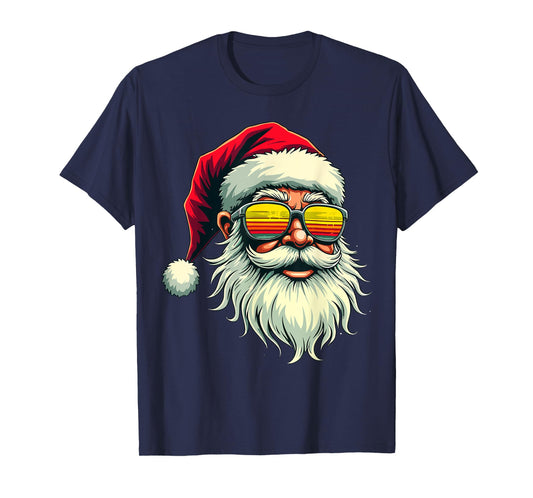 Santa Face Retro Sunglasses Christmas Xmas Men Women Kids T-Shirt