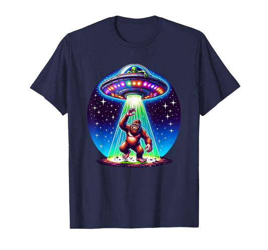 Bigfoot Sasquatch Abduction Alien Invasion UFO Spaceship T-Shirt
